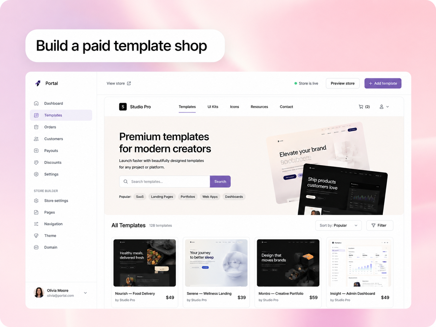 Shopway storefront and product templates